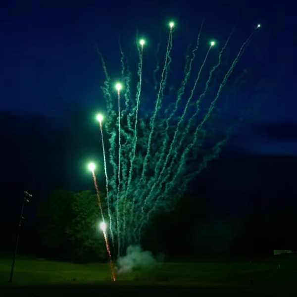 Z Shape Green Comets 49-Shot Pro-Line Cake