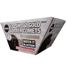 Z Gold Glitter Comets (35sec) 130-Shot XL Aerial Cake