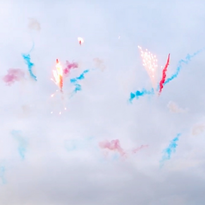 Fan Red & Blue Smoke Sky Comets To Salutes 49-Shot Pro-Line Cake