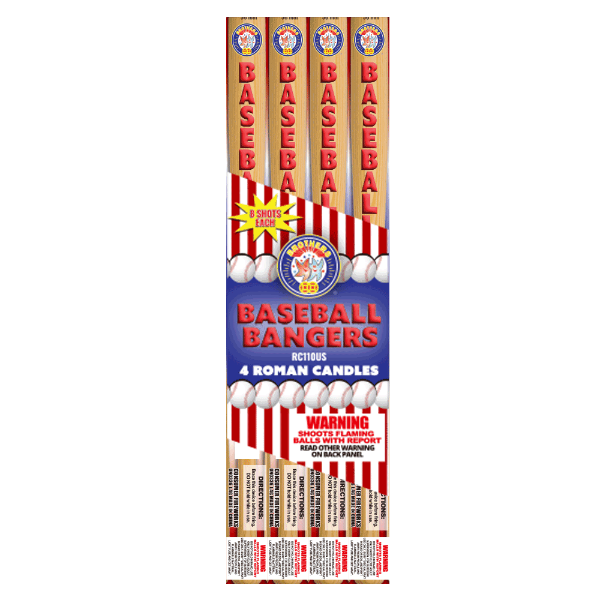Baseball Bangers 8-Shot Roman Candle (4-Pack)