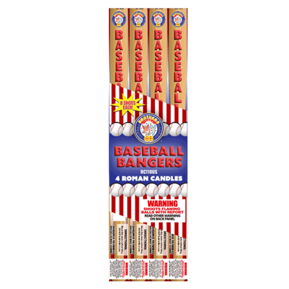 Baseball Bangers 8-Shot Roman Candle (4-Pack)