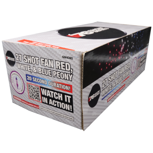 FAN R/W/B Peony (20sec) 27-Shot XL Aerial Cake