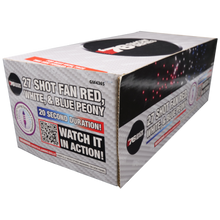 FAN R/W/B Peony (20sec) 27-Shot XL Aerial Cake