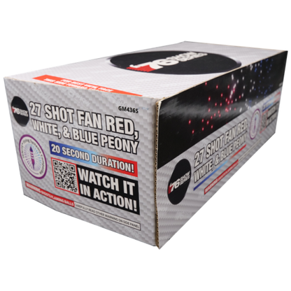 FAN R/W/B Peony (20sec) 27-Shot XL Aerial Cake