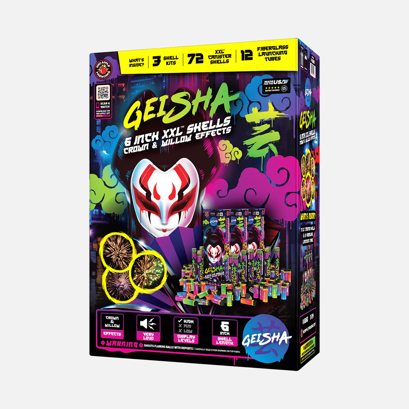 Geisha 24-Shot 6 in. XXL Canister Shells