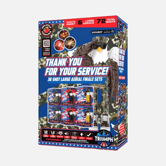 ¡Gracias por su servicio!™ Juego de fuegos artificiales de gran final aéreo de 72 disparos®