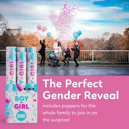 Gender Reveal Powder Smoke Bombs Cannon Poppers (3 Pink & 3 Blue Poppers)