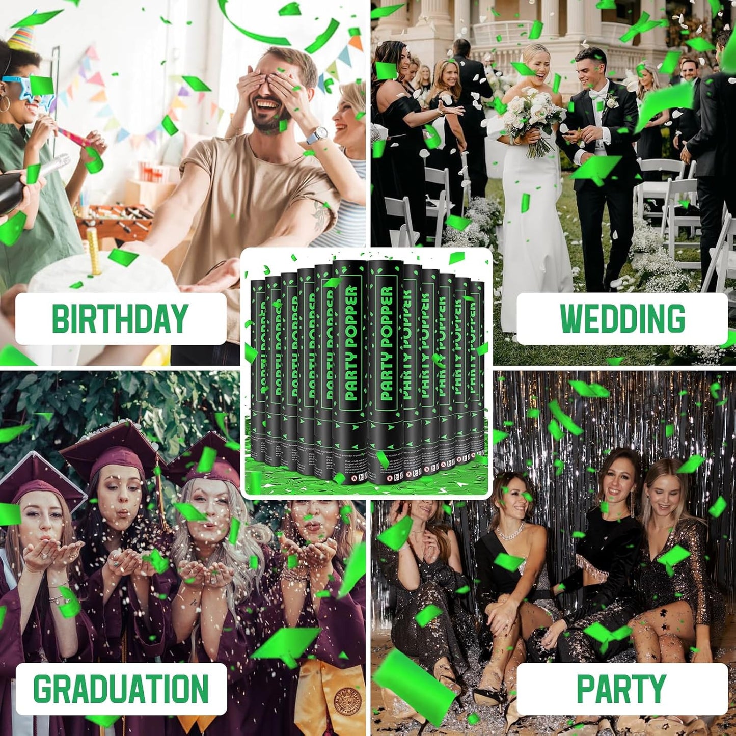 Confetti Popper (12 in, Green Confetti)