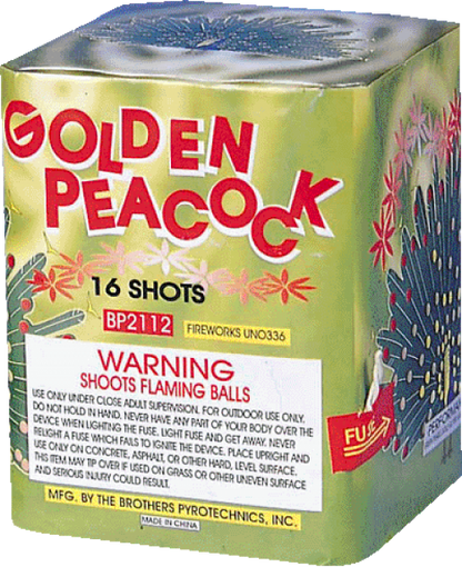 Golden Peacock 16-Shot Standard Aerial Cake | Case 24/1