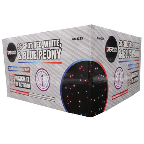 R/W/B Peony (25sec) 36-Shot XL Aerial Cake