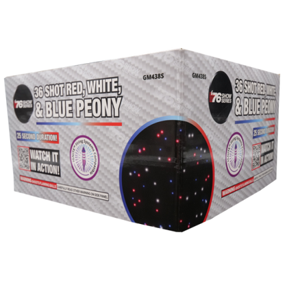 R/W/B Peony (25sec) 36-Shot XL Aerial Cake