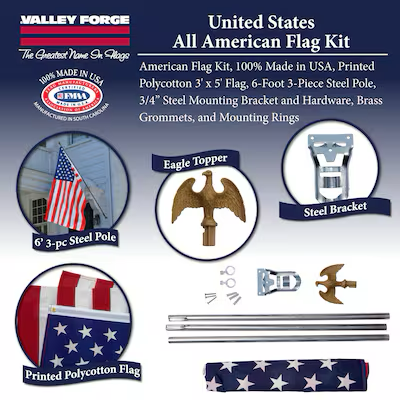 Valley Forge Flag 4.92-ft W x 3-ft H American House flag Kit