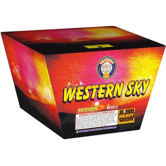 Pastel aéreo XL de 30 disparos Western Sky | Paquete de cajas™ 4/1