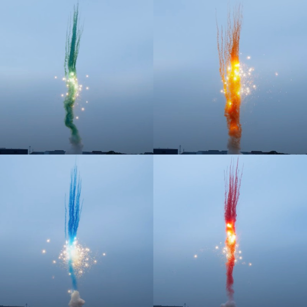 Green/Orange/Blue/Red Smoke Tail To Salute 25-Shot Pro-Line Cake | 1/4 Case