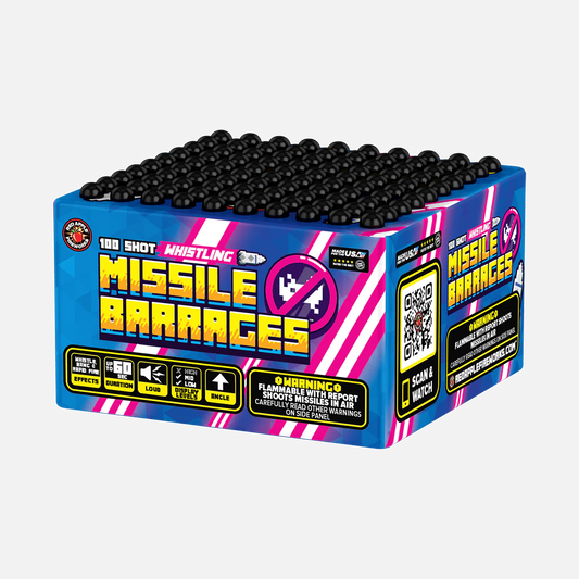 Fuegos artificiales 100 Shot Whistling Missile Barrages™