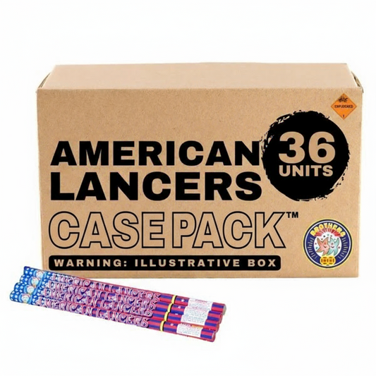 Roman Candle estándar de 8 tiros American Lancers (paquete de 4) | Caja de 36/1