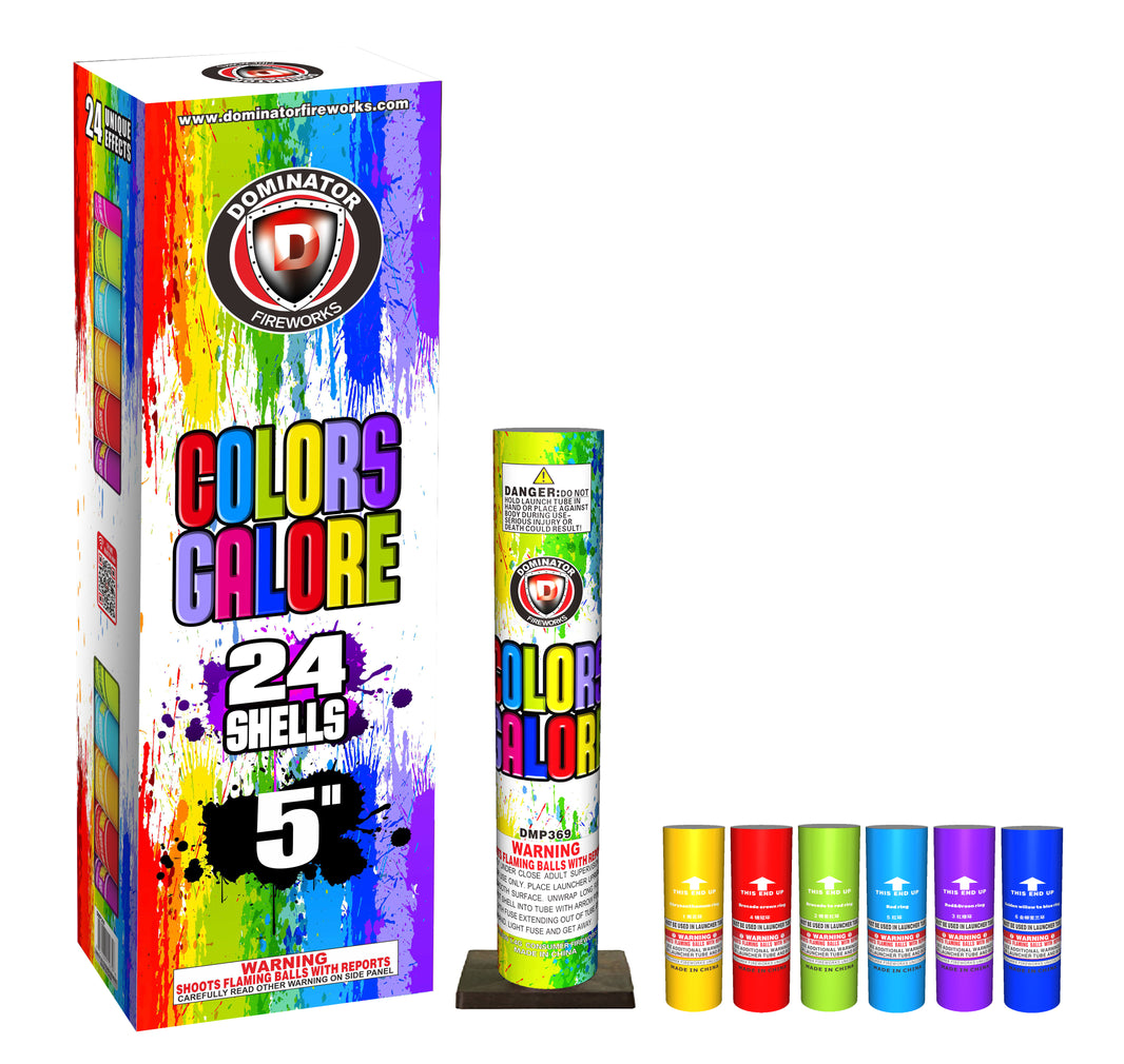 Colores en Abundancia 24 disparos en 5 cartuchos tipo obús