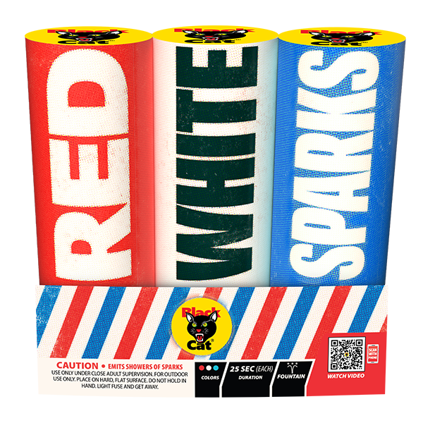 Red, White & Sparks Standard Fountain (3-Pack)