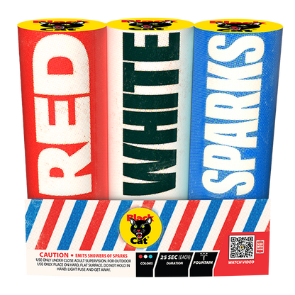 Red, White & Sparks Standard Fountain (3-Pack)