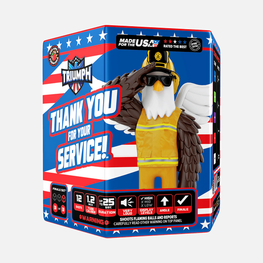 ¡Gracias por su servicio!™ Juego de fuegos artificiales de gran final aéreo de 72 disparos®