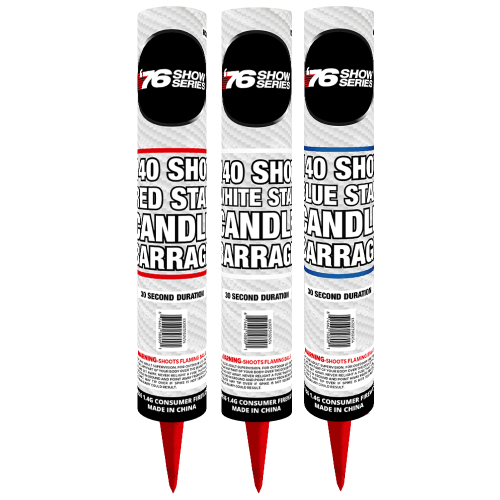 Candle Barrage R/W/B Asst (30sec) 140-Shot Standard Aerial Cake | 4/3 Case