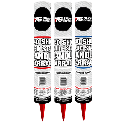 Candle Barrage R/W/B Asst (30sec) 140-Shot Standard Aerial Cake | 4/3 Case