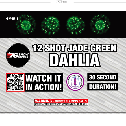 R/B/G/Y Dahlia Asst (30 sec) 12-Shot Standard Aerial Cake | 1/4 Case