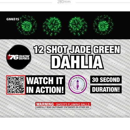 R/B/G/Y Dahlia Asst (30 sec) 12-Shot Standard Aerial Cake | 1/4 Case