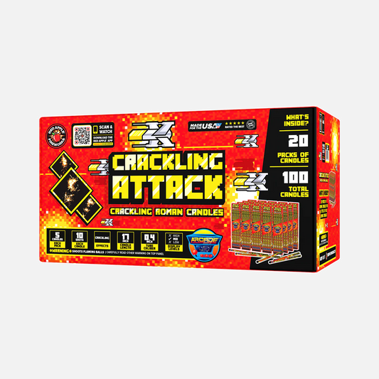 Velas romanas Crackling Attack™ de 10 disparos