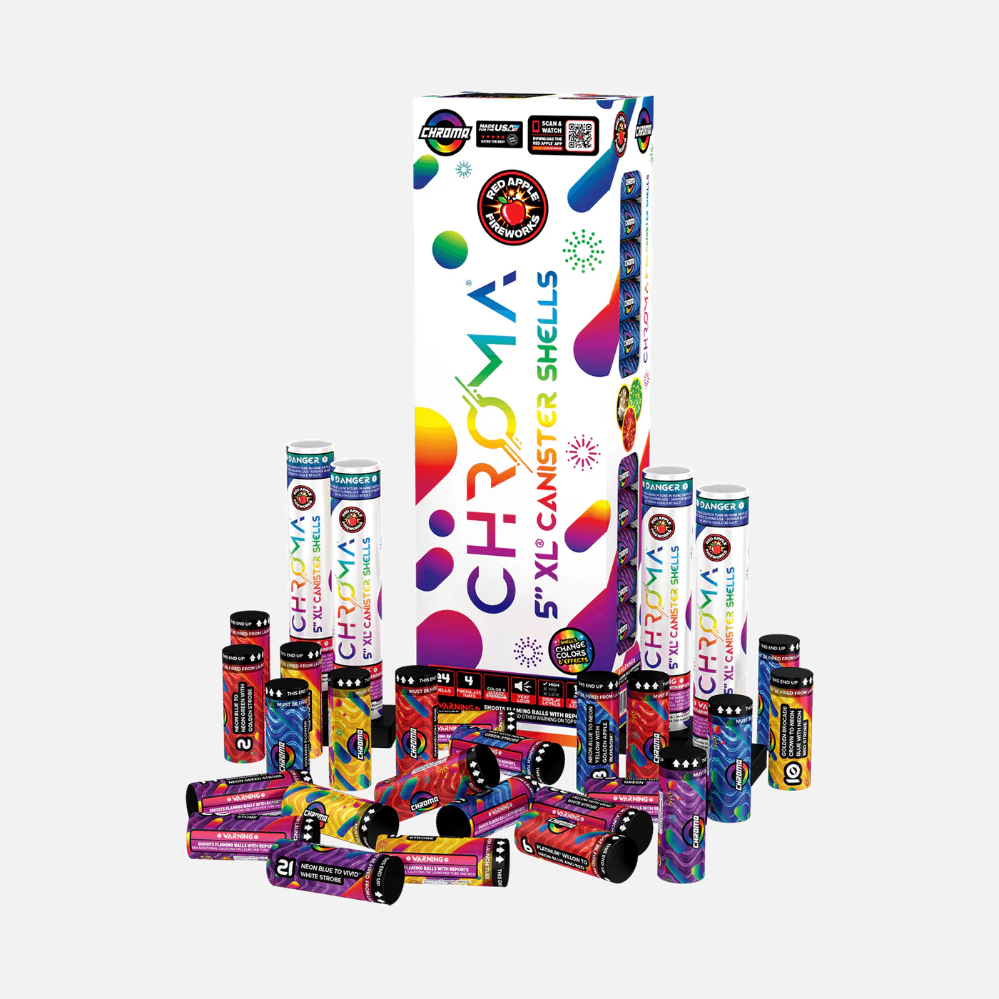 Color-Changing Chroma® 24 Shot 5 Inch XL® Canister Shells