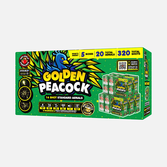 Pavo Real Dorado 16 Tiros Aéreos Estándar