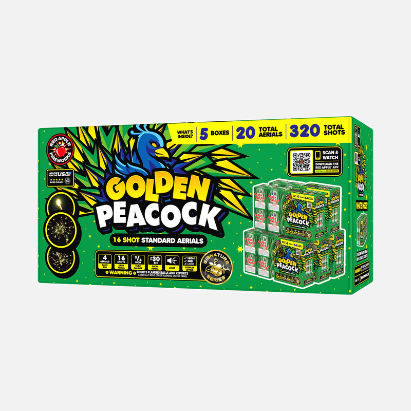 Pavo Real Dorado 16 Tiros Aéreos Estándar