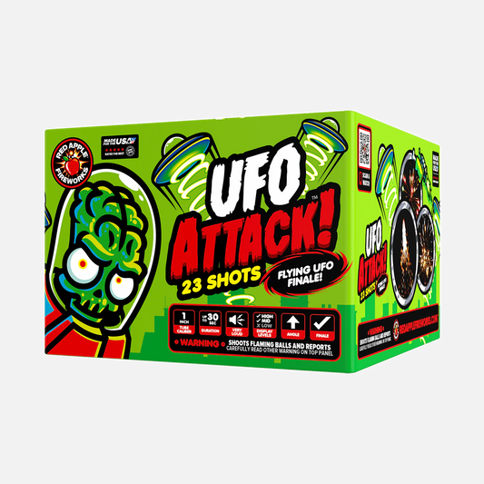 ¡Ataque OVNI!™ Juego de final aéreo XL® de 46 disparos® con OVNIs voladores.