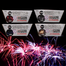 FAN R/W/B Peony & Timerain Crackle Asst (6sec) 36-Shot Standard Aerial Cake | 1/4 Case