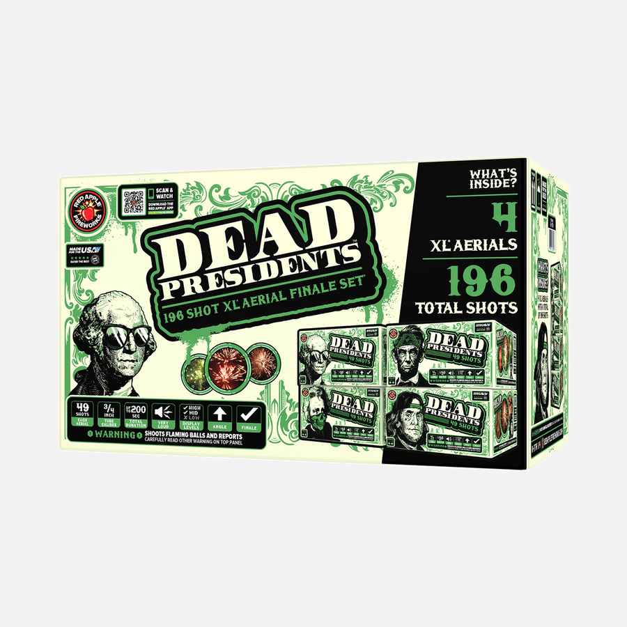 Dead Presidents™ 196 Shot XL® Aerial Finale Set® – Elevated Fireworks Dead Presidents™ 196 Shot XL® Aerial Finale Set® – Elevated Fireworks