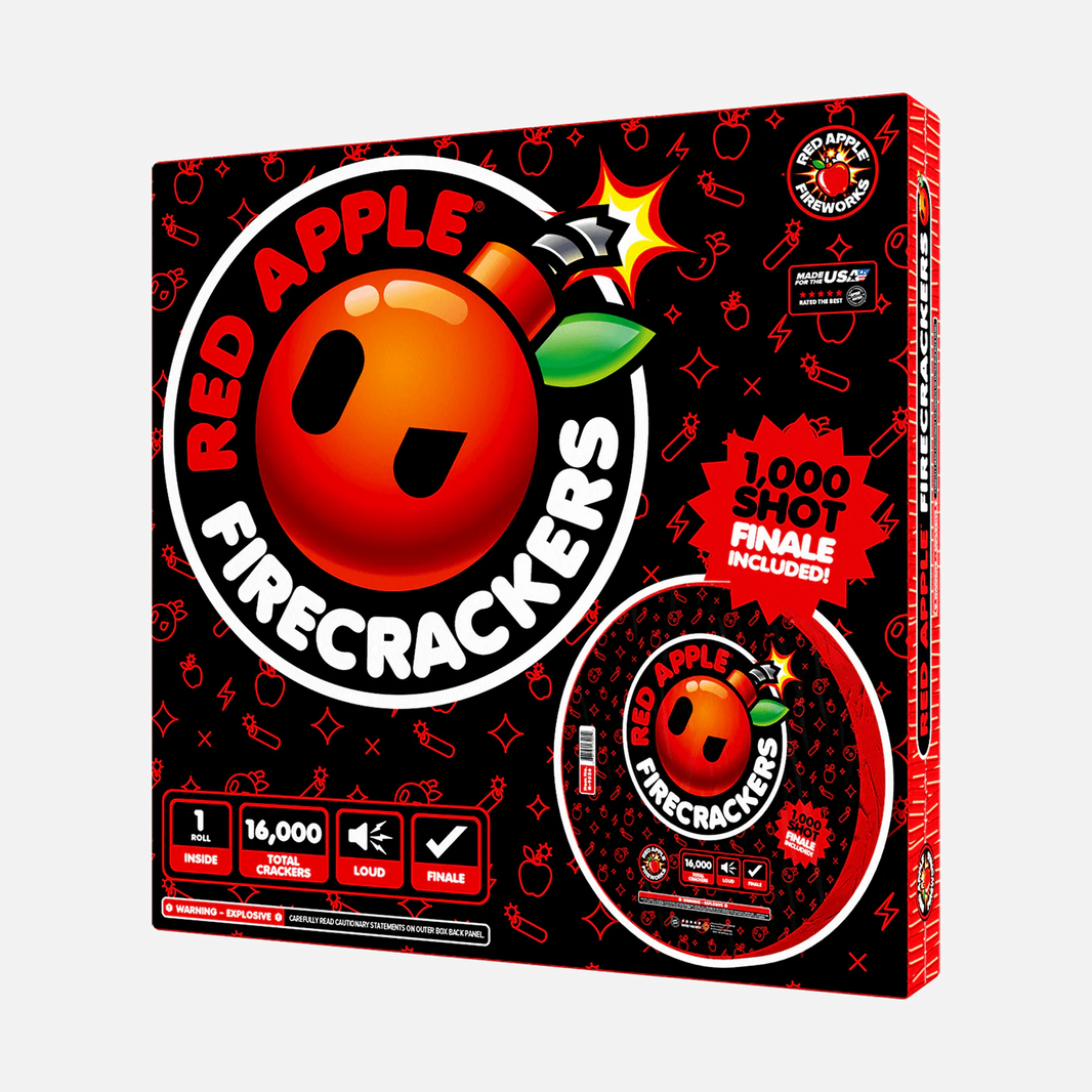 Petardos con ráfaga y final de 16.000 unidades Red Apple® Bombs con 1.000 disparos
