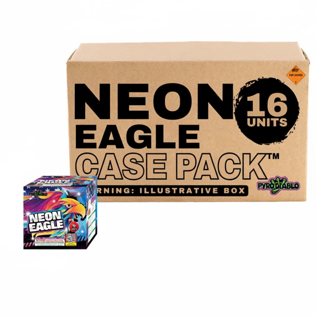 Neon Eagle 9-Shot Standard Aerial Cake | Case Pack™ 16/1