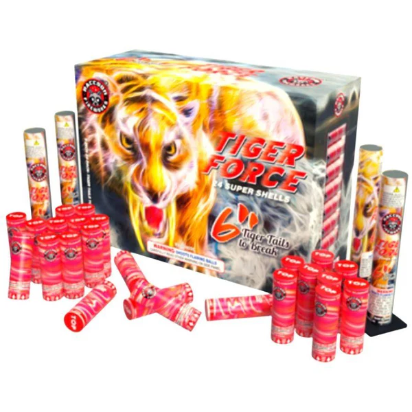 Cohetes de carcasa Tiger Force de 24 disparos