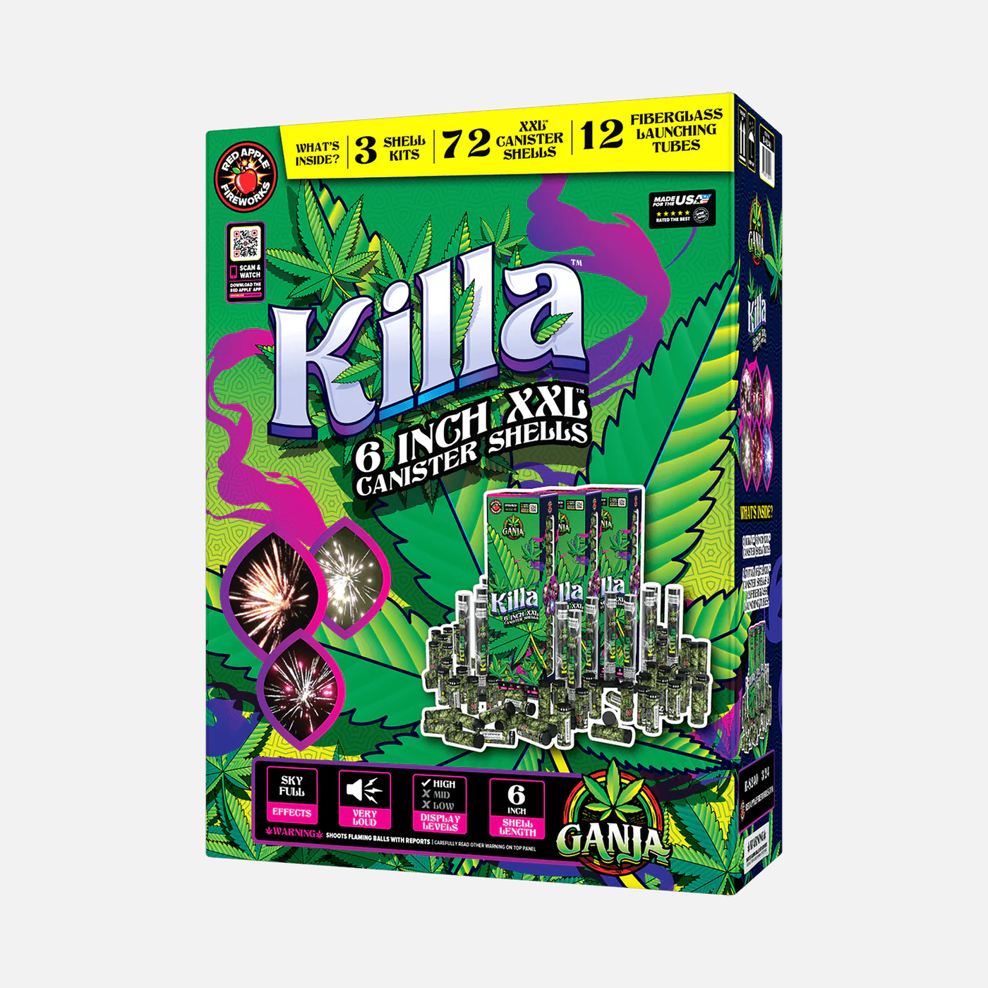 Ganja® Killa 24 Shot 6-Inch XXL™ Canister Shells – Elevated Fireworks