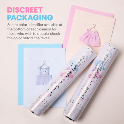 Gender Reveal Confetti Cannon (4-Pack, Blue & Pink)