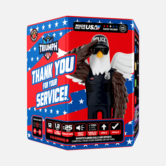 ¡Gracias por su servicio!™ Juego de fuegos artificiales de gran final aéreo de 72 disparos®
