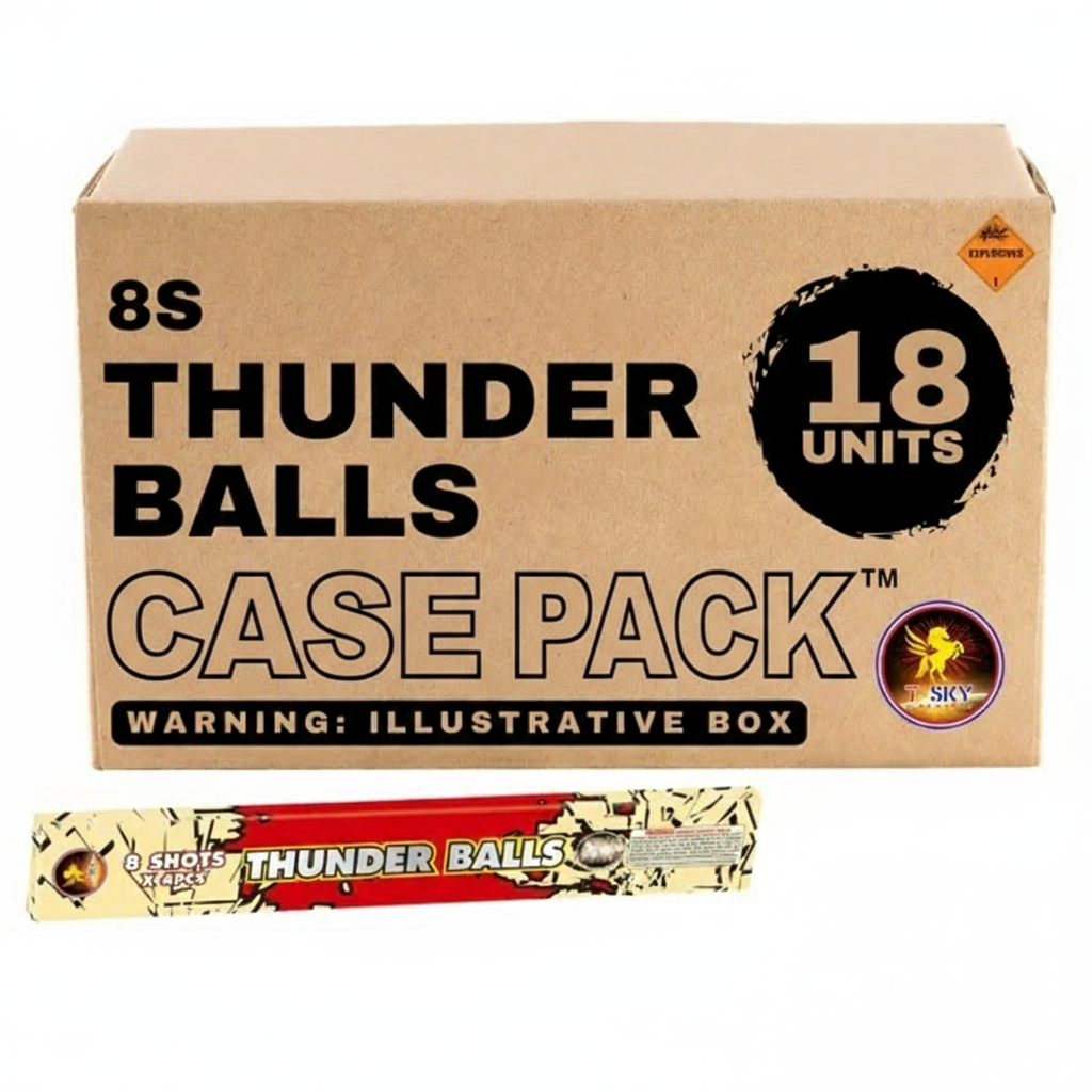 Thunder Balls 8-Shot Standard Roman Candle (4-Pack) | Case Pack™ 18/1