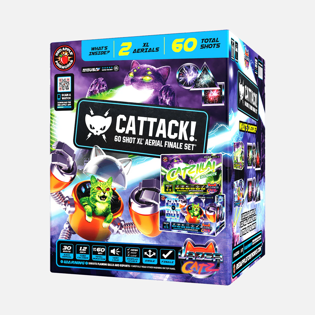 Cattack!™ 60 disparos XL® Conjunto de fuegos artificiales aéreos®