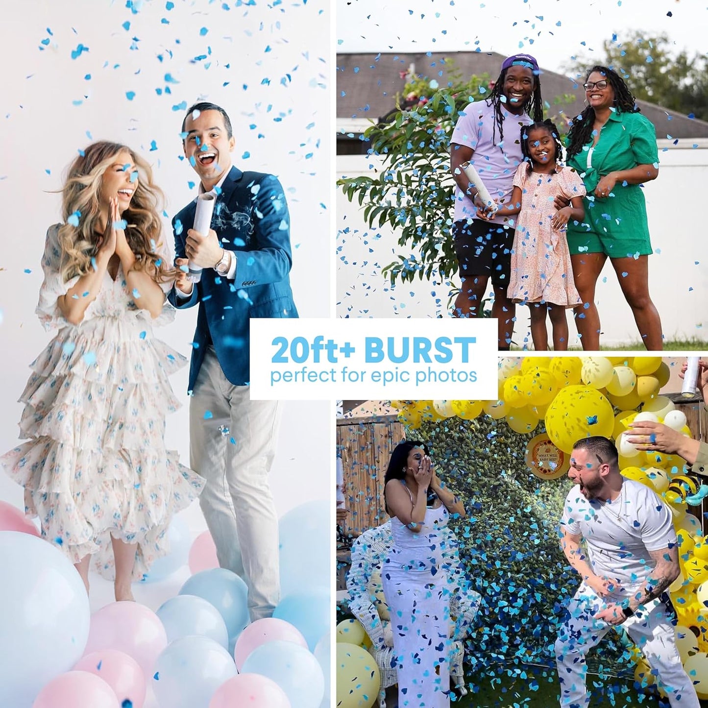 Gender Reveal Confetti Cannon (4-Pack, Blue)
