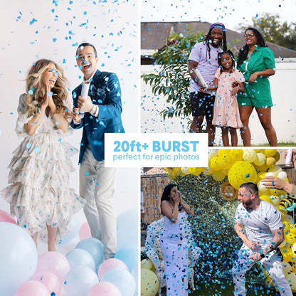 Gender Reveal Confetti Cannon (4-Pack, Blue)