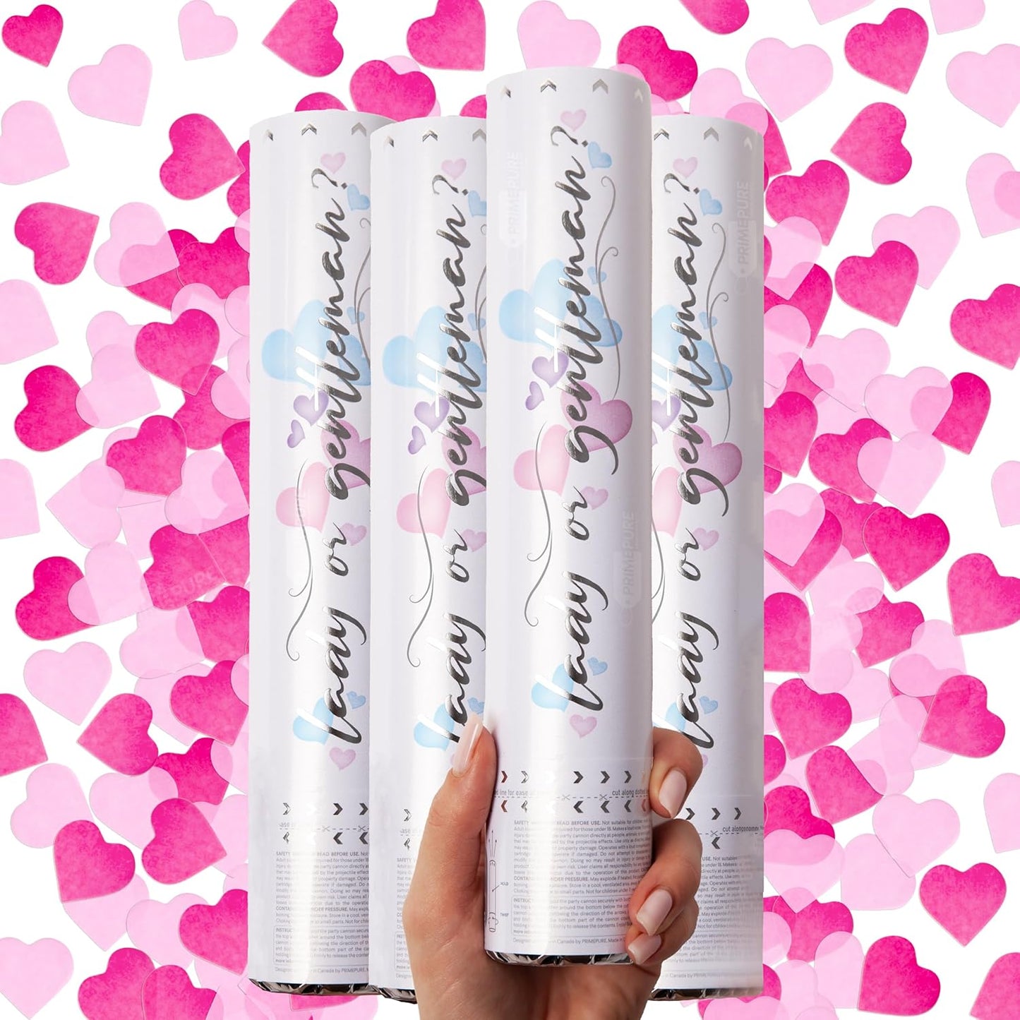 Gender Reveal Confetti Cannon (4-Pack, Pink)