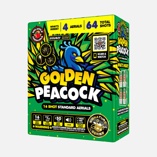 Pavo Real Dorado 16 Tiros Aéreos Estándar