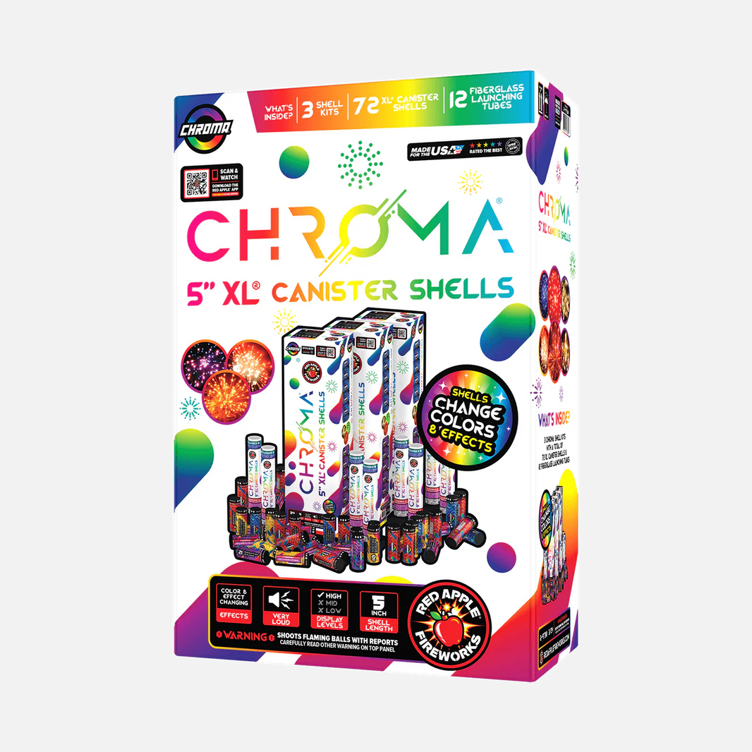 Color-Changing Chroma® 24 Shot 5 Inch XL® Canister Shells