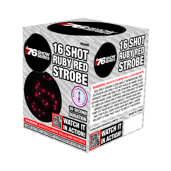 Ruby Red Strobe (30sec) 16-Shot Standard Aerial Cake