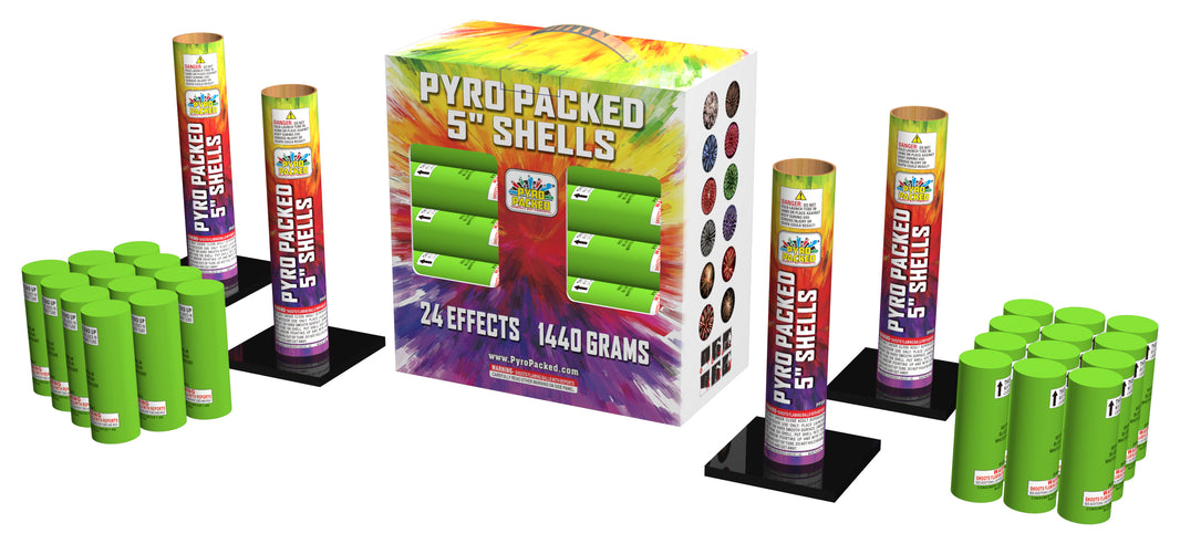 Carcasas de calibre 5 pulgadas y 24 disparos de Pyro Packed
